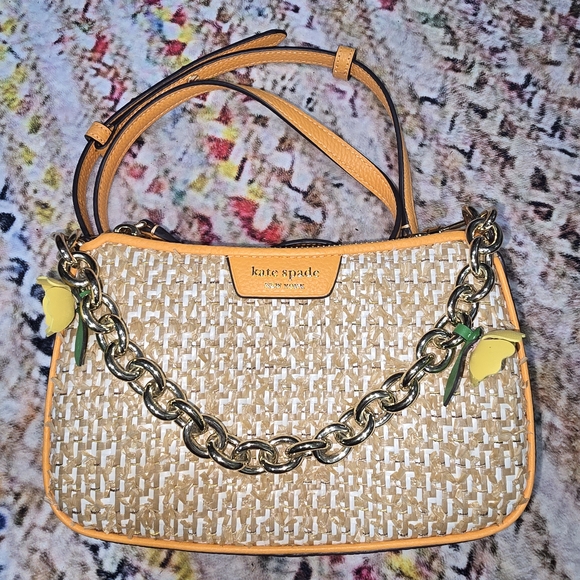 kate spade Handbags - Kate Spade Jolie Raffia Tweed Crossbody Convertable In Sunset Blaze